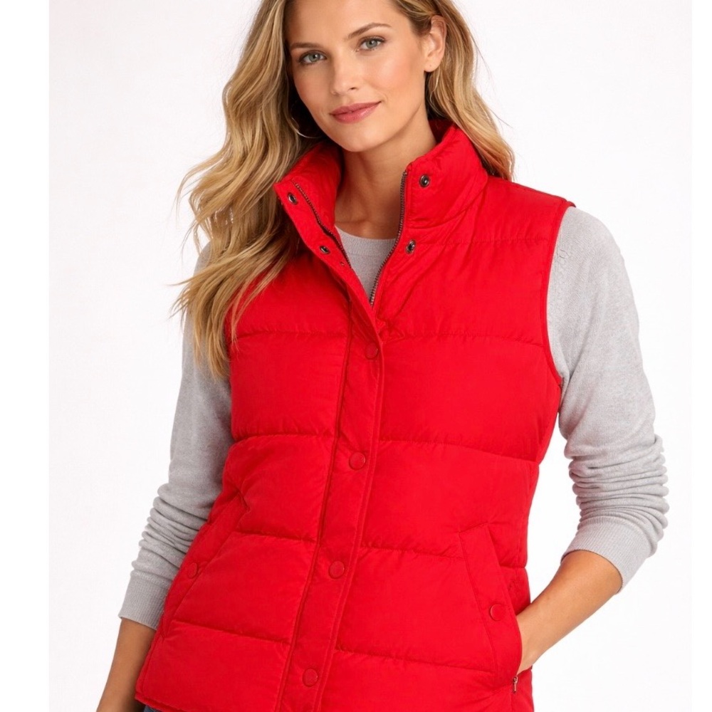 J. Crew Women's Vibrant Red Quilted Vest SMALL